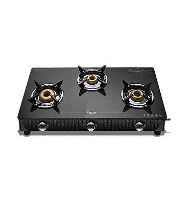 Preethi Valentino Carbon 3 Burner Glass Top Gas Stove